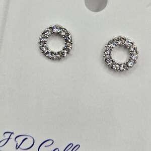 Crystal Circle Stud Earrings Made with Swarovski Crystals Silver Overlay
